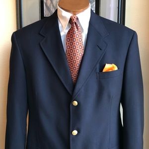 VIVA VINTAGE!  Tommy Hilfiger 3 Button Medium Weight Dark Navy Blue Blazer 43R